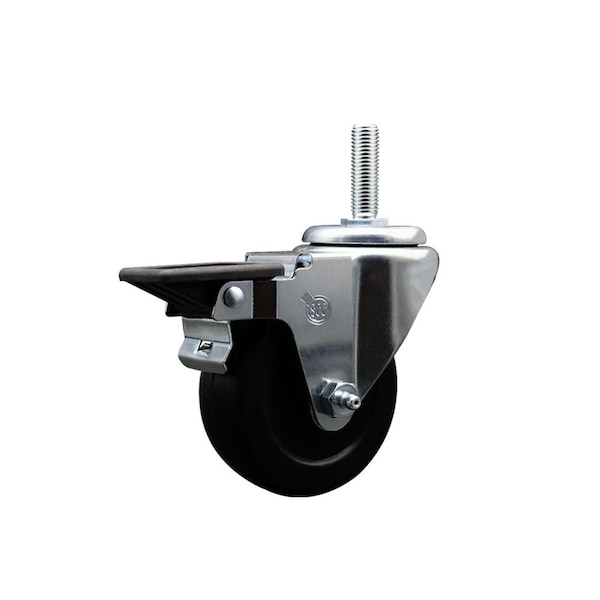 35 Inch Hard Rubber Wheel Swivel 34 Inch Threaded Stem Caster with Brake SCC